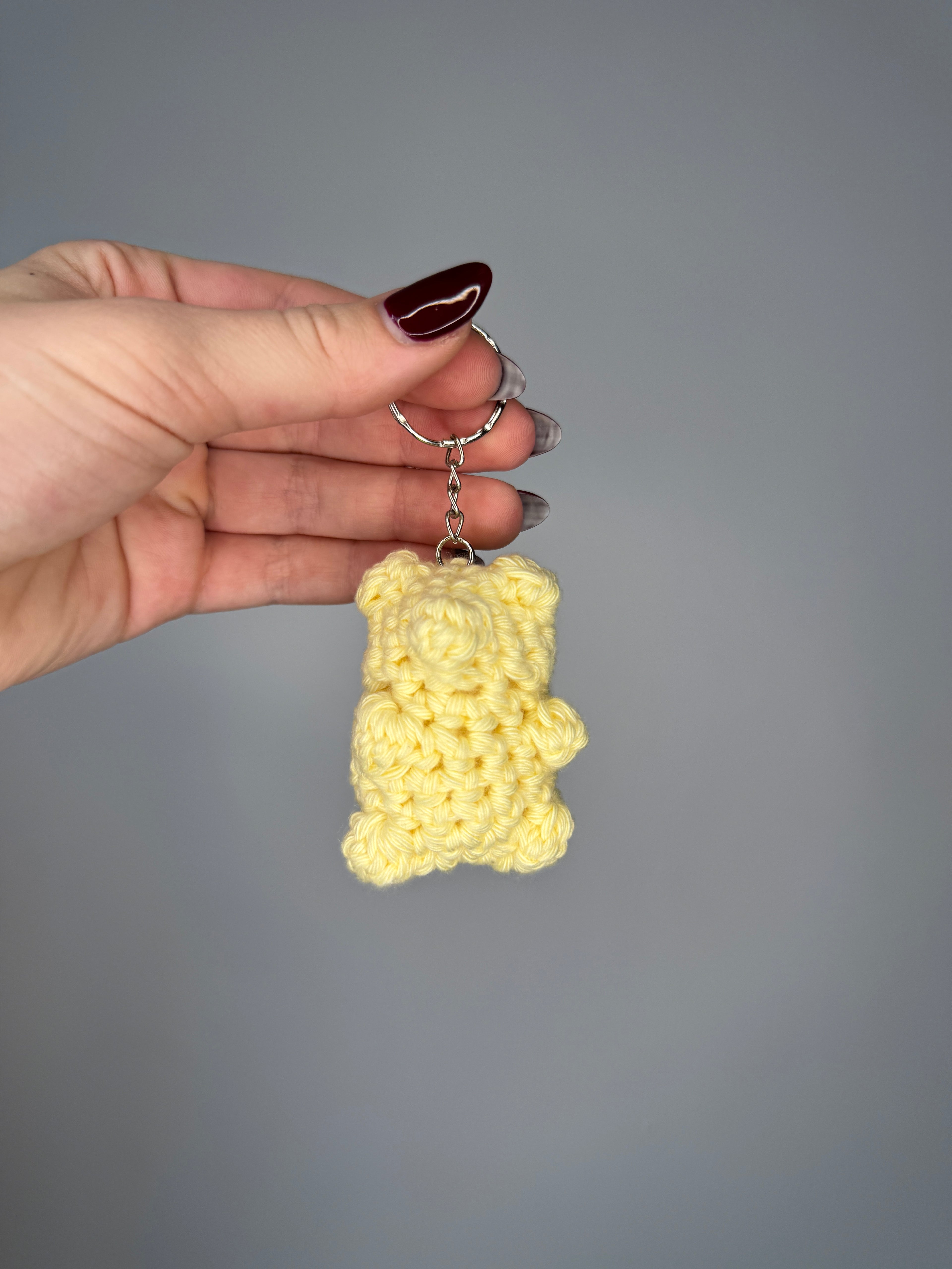 Crochet gummy bear keychain