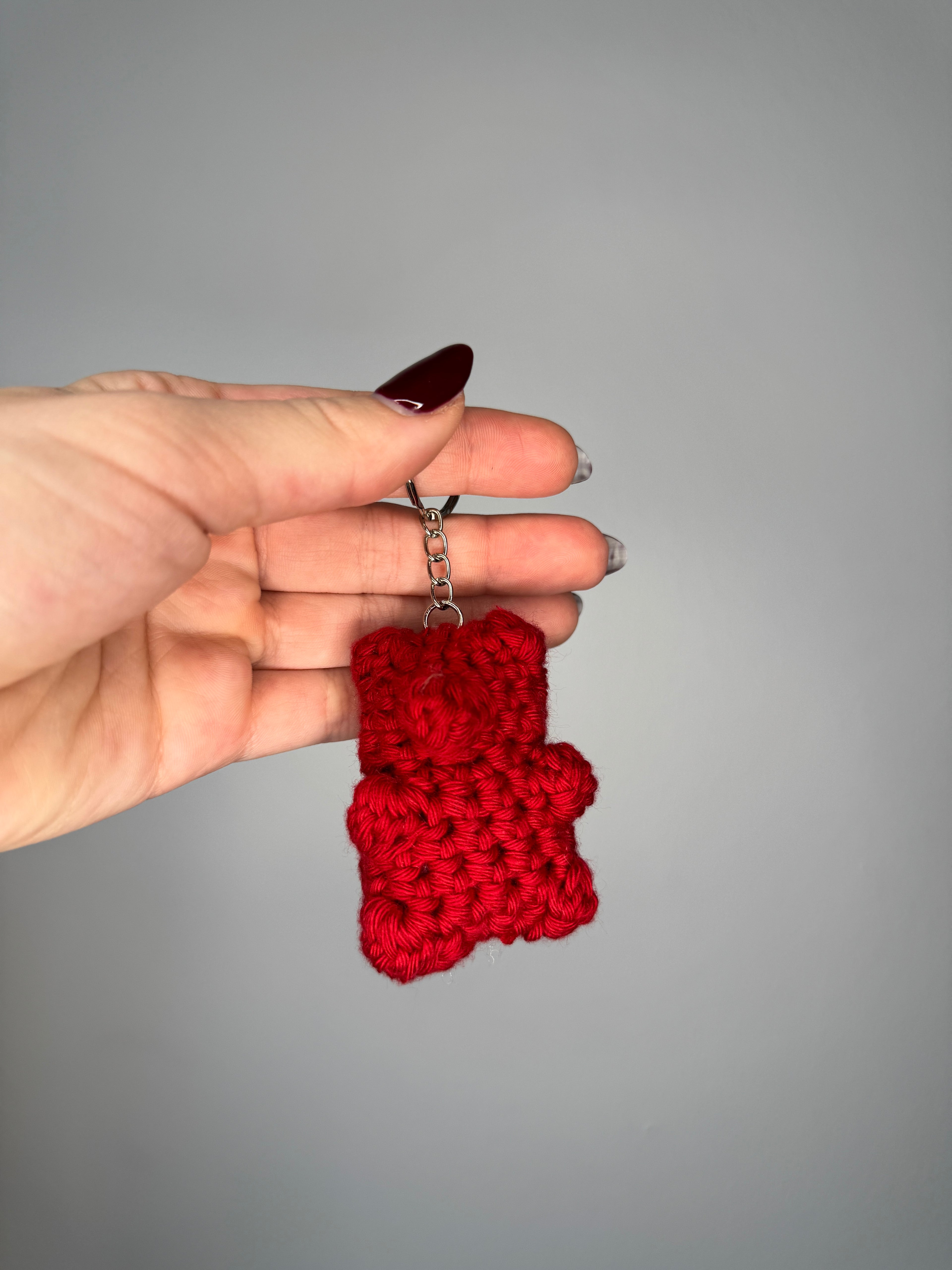 Crochet gummy bear keychain