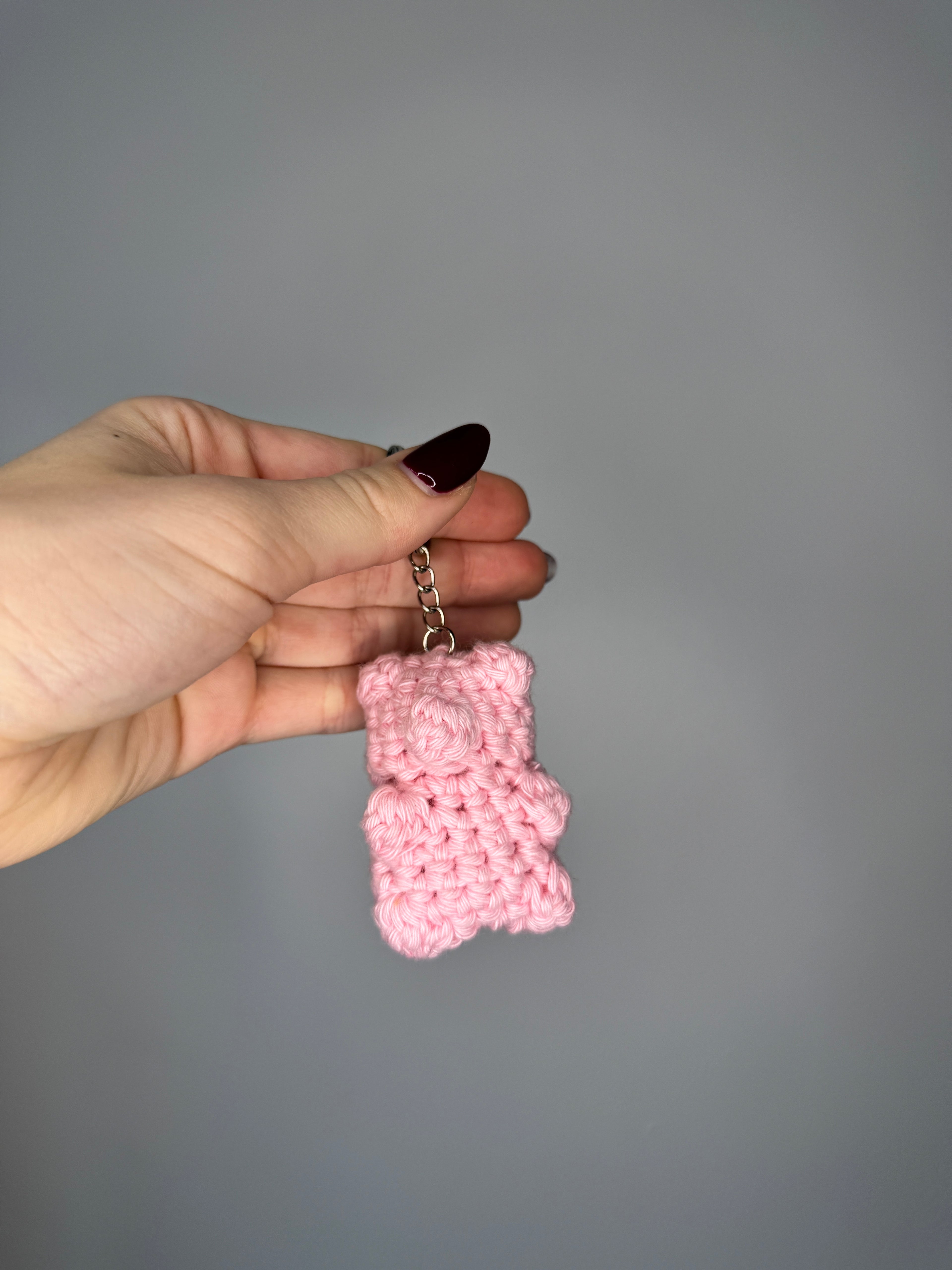 Crochet gummy bear keychain