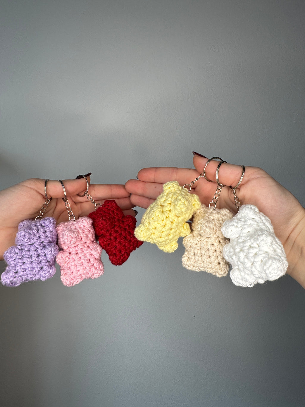 Crochet gummy bear keychain