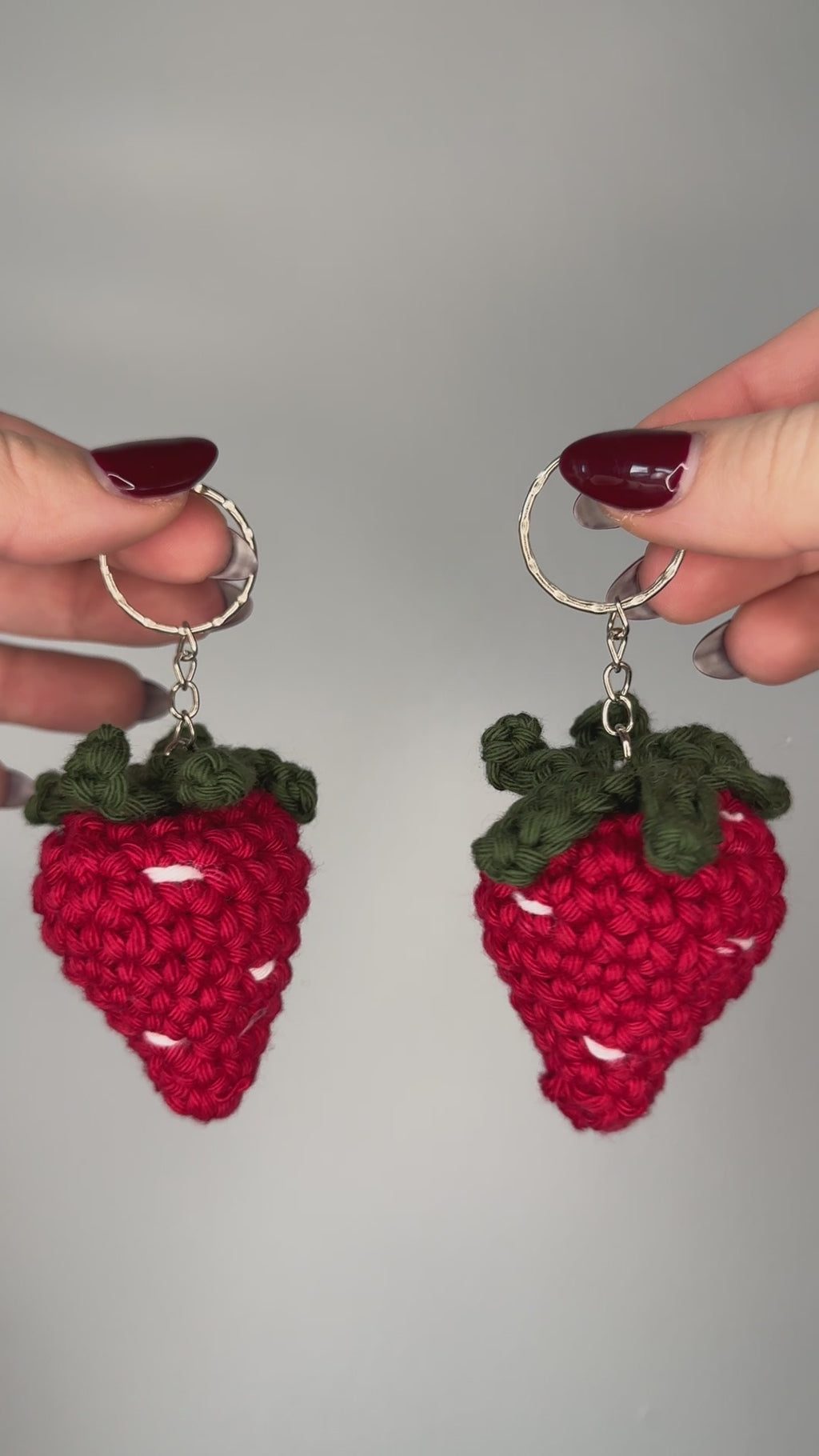 Crochet strawberry keychain