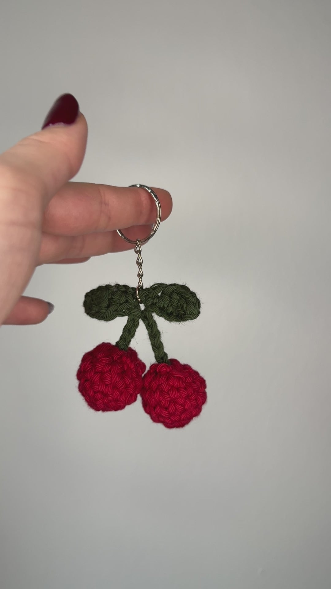Crochet cherry keychain